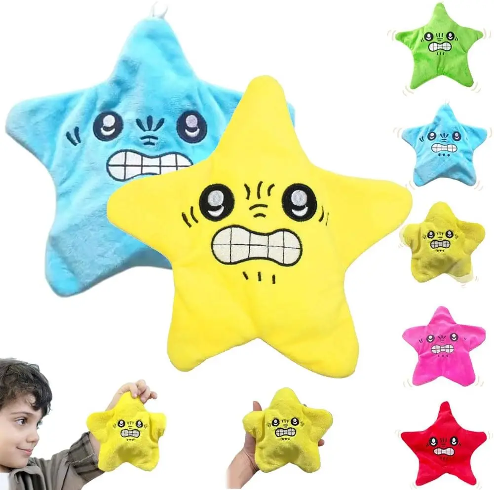 Angry Starfish Toy,Angry Star Plush Moving,Angry Star Face Plush Toy, Automatic Moving Dithering Stuffed Starfish Toy