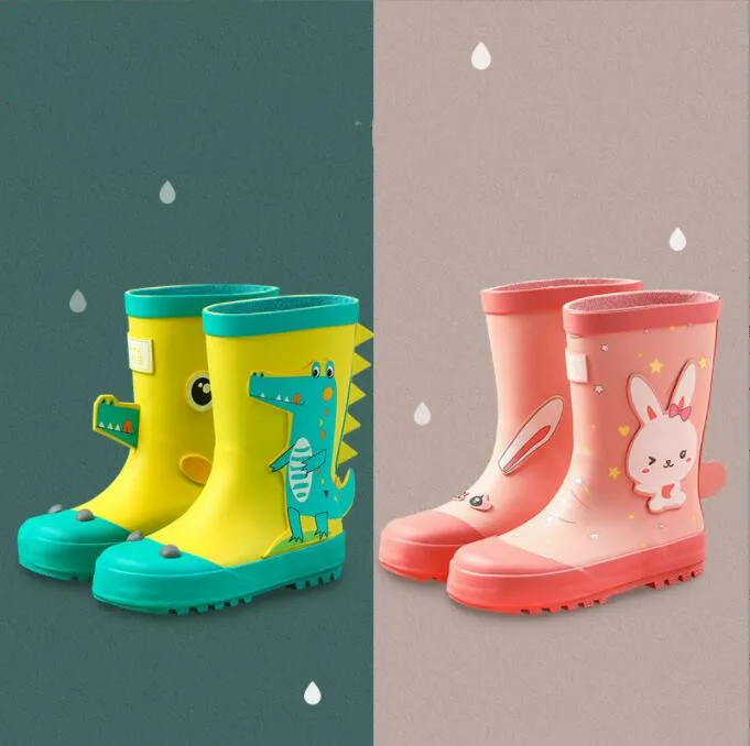 Rain boots Children Cute 3D RainBoots Unicorn Rain Boots Kids Boy Girls Rubber Boots For Children\'s Non-slip Baby Water Shoes