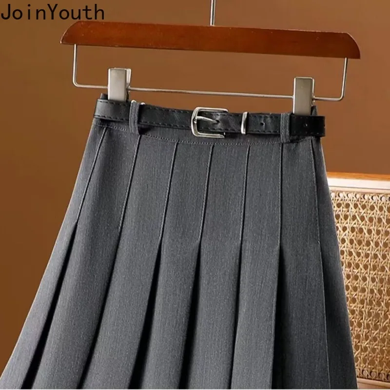 Vintage Skirts for Women 2023 Faldas Mujer De Moda High Waist A-line Pleated Jupe Temperament Saia Fashion Pleated Skirt 27r871