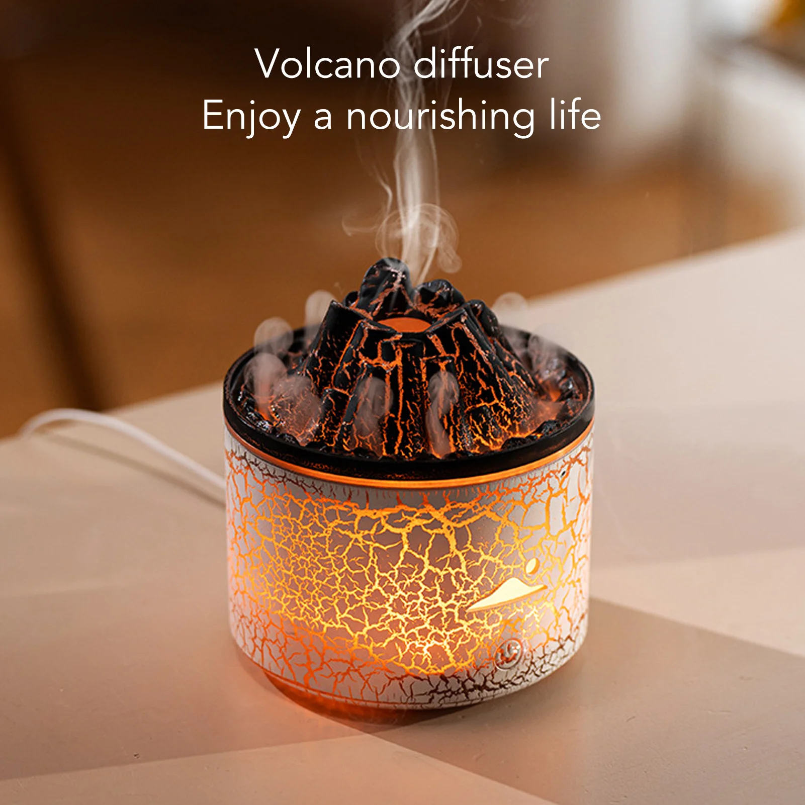 

Volcano Diffuser 5V 180ml Relaxing Auto Off Warm Flame Humidifier for Home Bedroom Office Essential Oil Diffuser