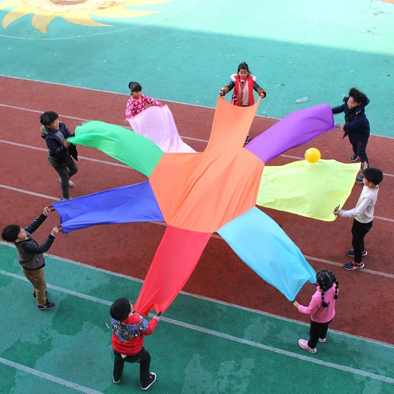 Grand jouet parachute en arc-en-ciel pour enfants, jeu de plein air, travail d'équipe, fongique, entraînement, sport, tentes, parapluie, octogonal