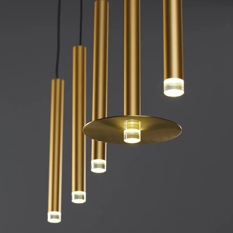 

Postmodern Minimalism Gold Tube Led Pendant Lights for Kitchen Dining Room Office Creative Home Deco Suspension Luminaire Design