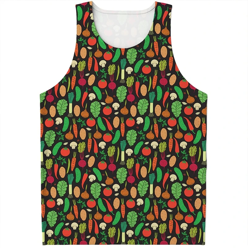 

Vegetables 3D Print Tank Top Pepper Pattern Tops Tees Sleeveless Vest Male Harajuku Streetwear GYM Clothing Summer Singlet 6XL