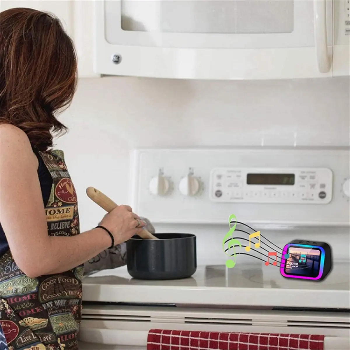 A32I Smart Bluetooth Alarm Clock with Speaker, Weather Display,Night Light, Music & Stories Player, Photo Frame,Bedside Clock
