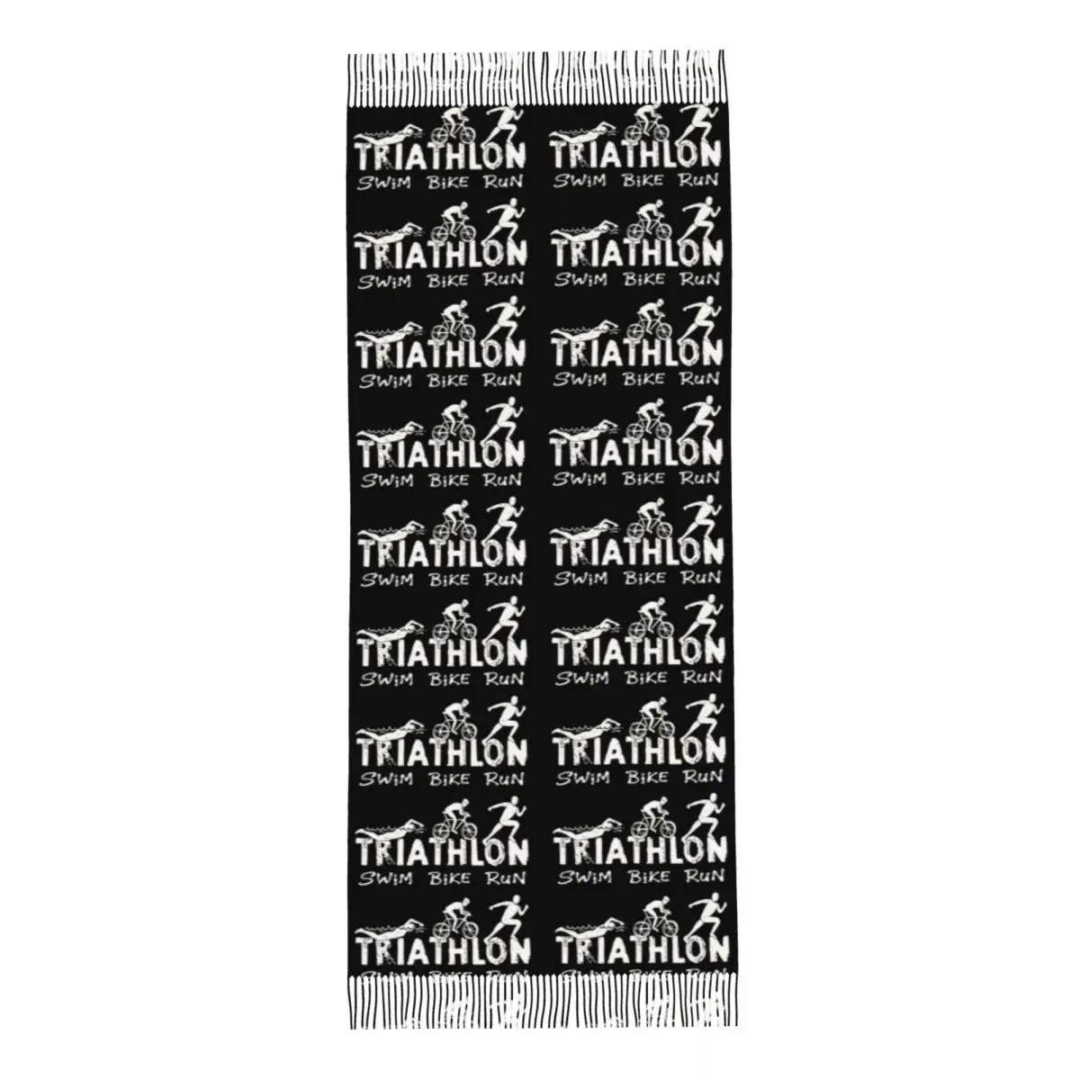 Triathlon Swim Bike Run Athlete Scarf Tassel Scarves Women Soft Warm Shawls and Wraps Large Fall Winter Shawl Wrap