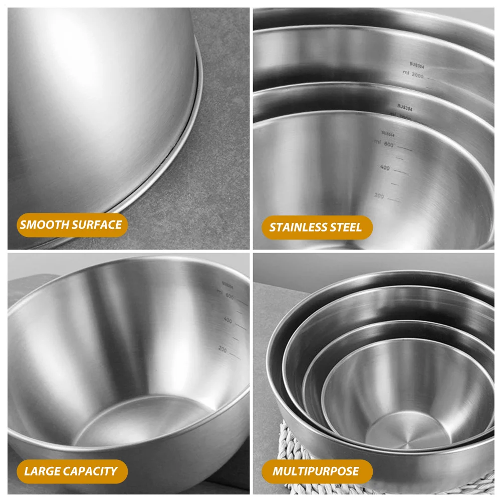 

Stainless Steel Food Basin Thicken Food Container Large Fruit Storage Holder Multipurpose Kitchen Mixing Bowl Salad Vegetable