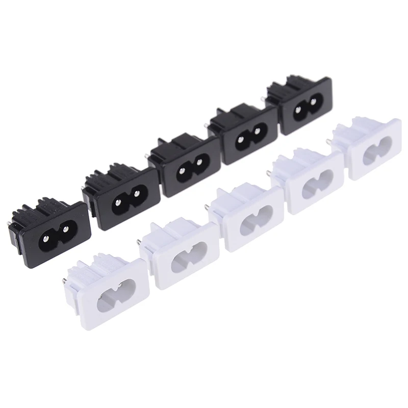 ** * New Sale 5Pcs AC250v 2.5a iec320 c8 male 2 pins power inlet socket connector