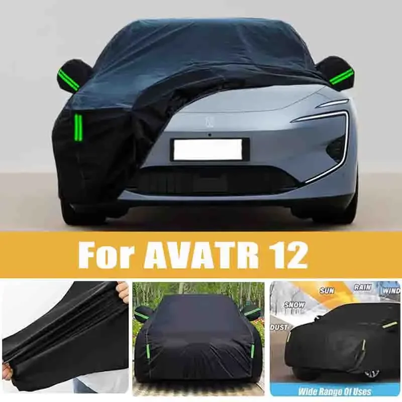 

For AVATR 12 Full Car Cover Four Seasons Universal Outdoor Sun Anti UV Rain Snow Dust Protection Oxford Cloth Car Accessories