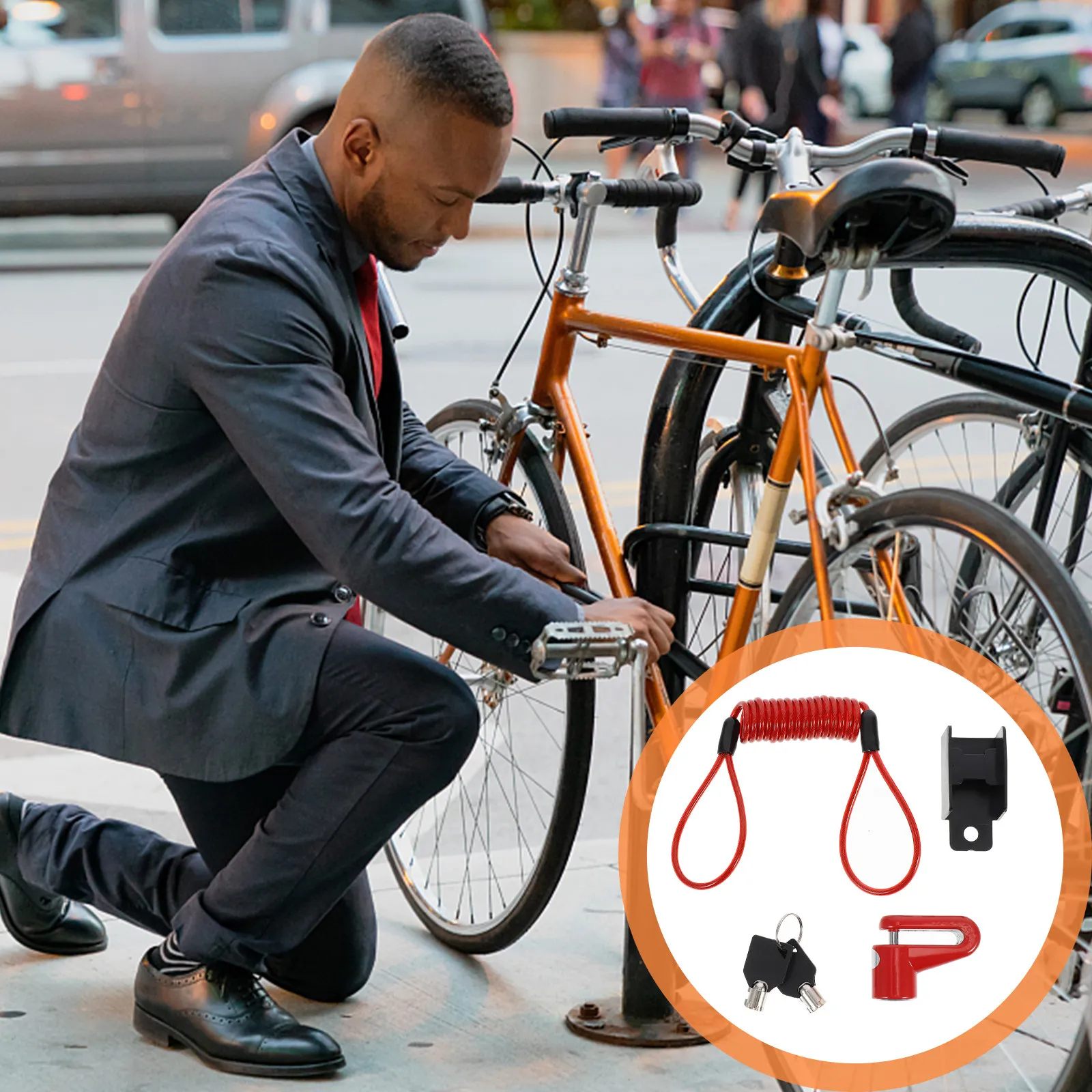 

Disc Brake Lock PVC Steel Cable Waterproof Anti-theft Motorbike Security Scooter Bike Disc Lock Reminder Rope Durable Motorcycle