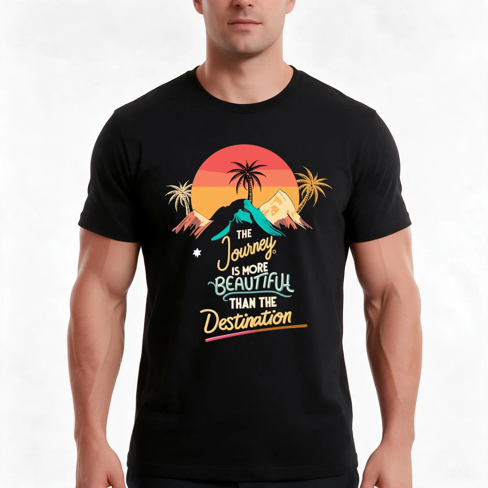Travel escape: The Journey is more beautiful than the destination T-Shirt Summer Casual Cotton Tee Oversized Streetwear Tops