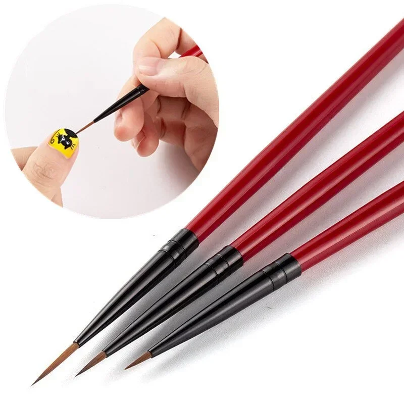 3Pcs Nail Brushes Line Drawing Nail Painting Pen Professional Nail Art DIY Set Acrylic Manicure French Thin Stripe Design Tools