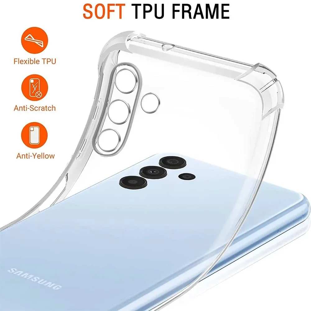 For Samsung Galaxy A13 A04S A14 M44 A15 A16 case lightweight soft transparent thick shockproof four corner anti drop phone case