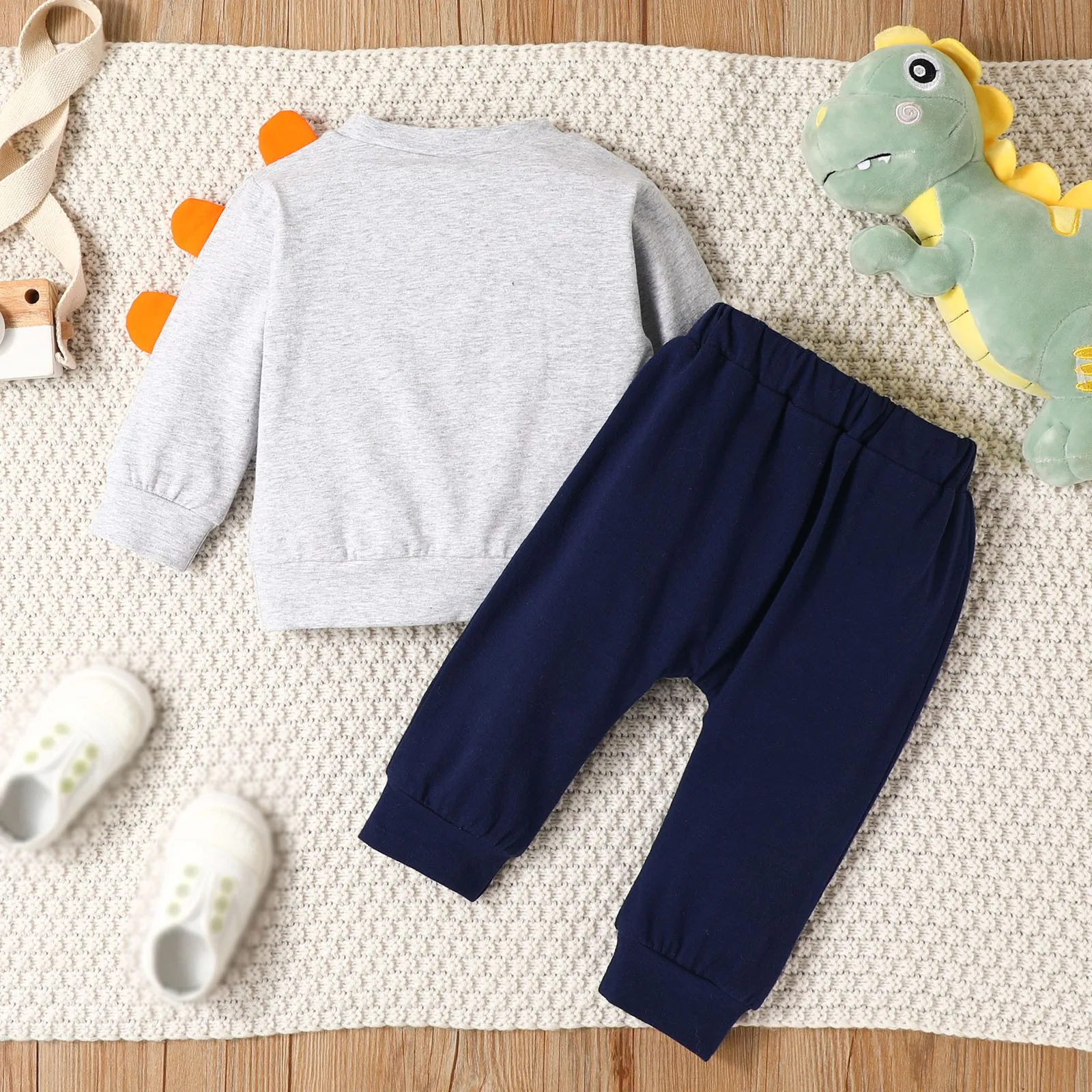 2Pcs Infant Baby Boys Clothes Sets Cartoon Dinosaur Print Long Sleeve Pullovers+Pants Sets Two Piece Outfits 3 6 12 24 Months