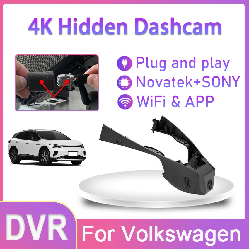 New!Front and Rear 4K Dash Cam for Car Camera Recorder WIFI Car Dvr Recording Devices For Volkswagen T-ROC 2022 2023 For vw troc