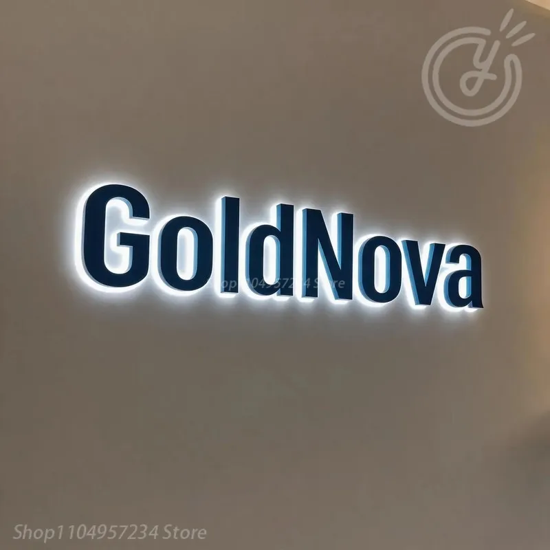 Custom 3D LED Backlit Sign, GoldNova Acrylic Metal Luminous Neon Letters Logo Business Advertising Poster Signboard