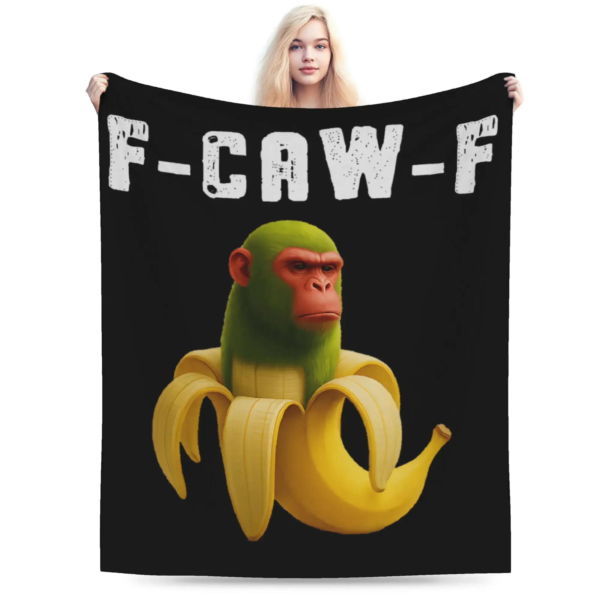 Warm Soft Blanket F-Caw-F Chimpanzini Bananini Italian Brainrot Halloween Throw Blanket Flannel Bedspread For Sofa Bed Cover