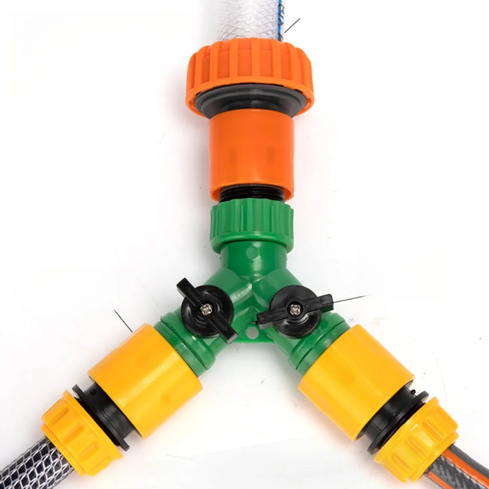 4/6 Soft Water Pipe With Switch Y-Shaped Valve Three-Way Diversion Connector Garden Faucet Adapter Garden Irrigation Accessory