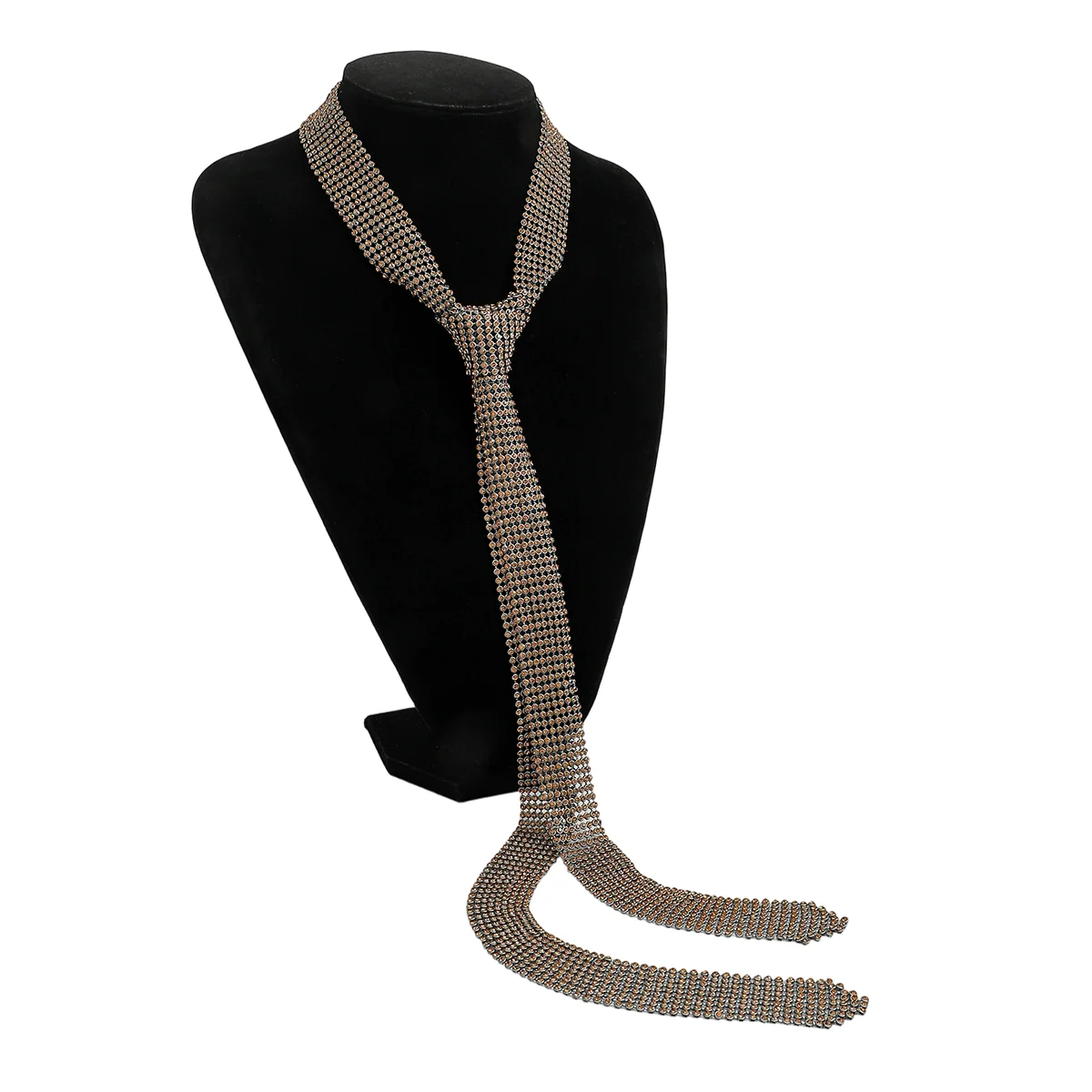 New Sparkly Rhinestone Tie Necklace Long Tassel Choker Statement Jewelry for Women Party Nightclub Evening Accessories - Image 2