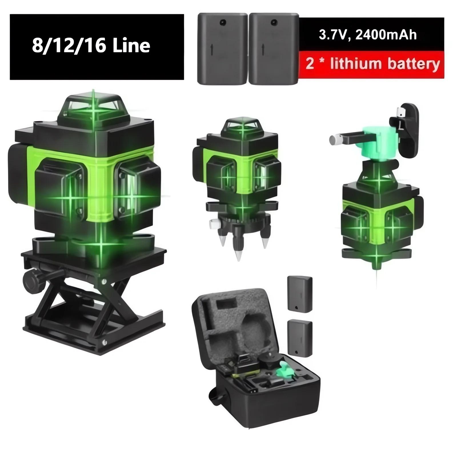 4D 16/12/8 Line 2 batteries laser level green light high-precision automatic line shipped from Brazil warehouse