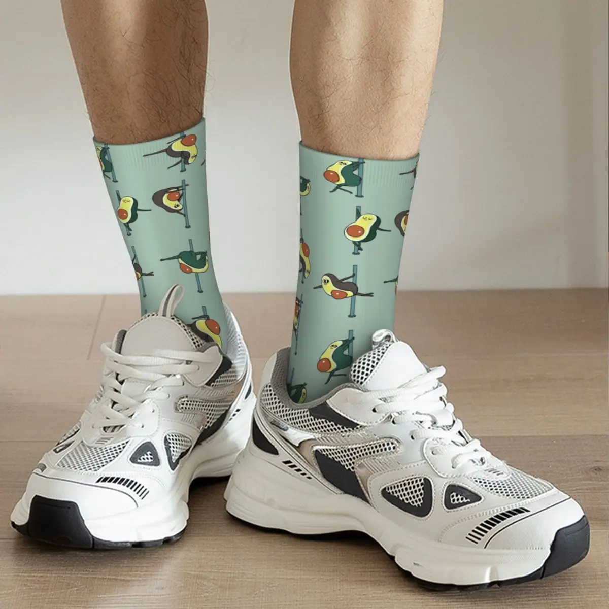 Calcetines largos de poliéster para hombre y mujer, medias coloridas con diseño de aguacate, Pole Dancing, baloncesto y Club