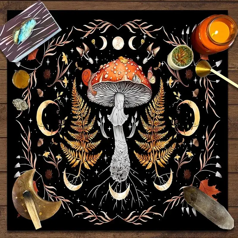 VIKAMA Flower Ten-grid Tarot Card Array Altar Cloth Wika Witchcraft Spiritual Tarot Reading Desk Divination Pad