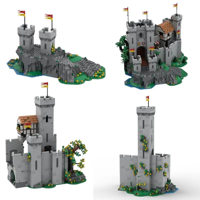 MOC183513 سلالم 207833 وسط 213079 توسيع تجميع الجسيمات الصغيرة اللبنات قلعة القرون الوسطى لعبة نموذج التوسع