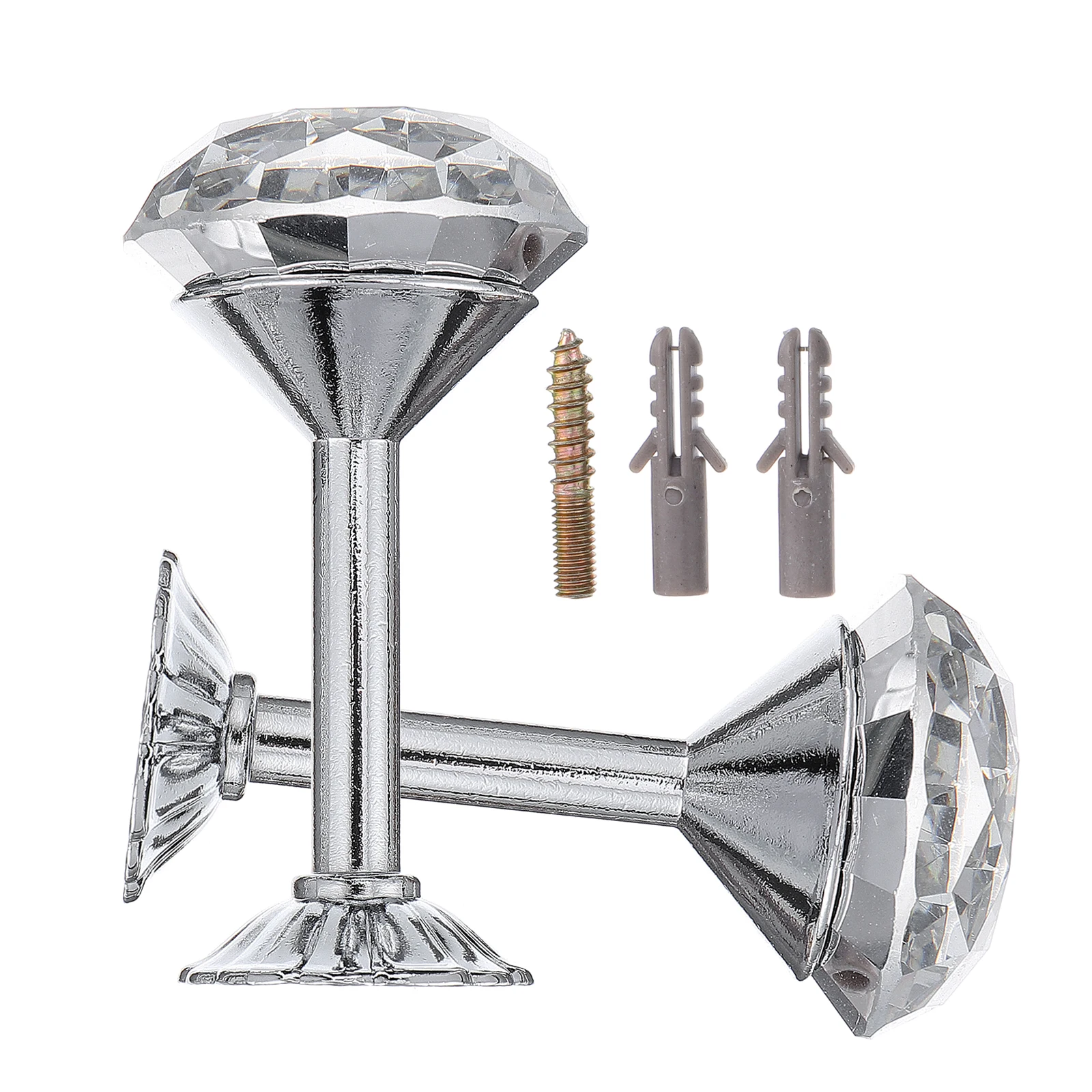 

1 Pair Silver Crystal Rhinestone Curtain Hooks Wall Mounted Home Decor Tassel Tiebacks Holdbacks Drapery Bedroom Living Room