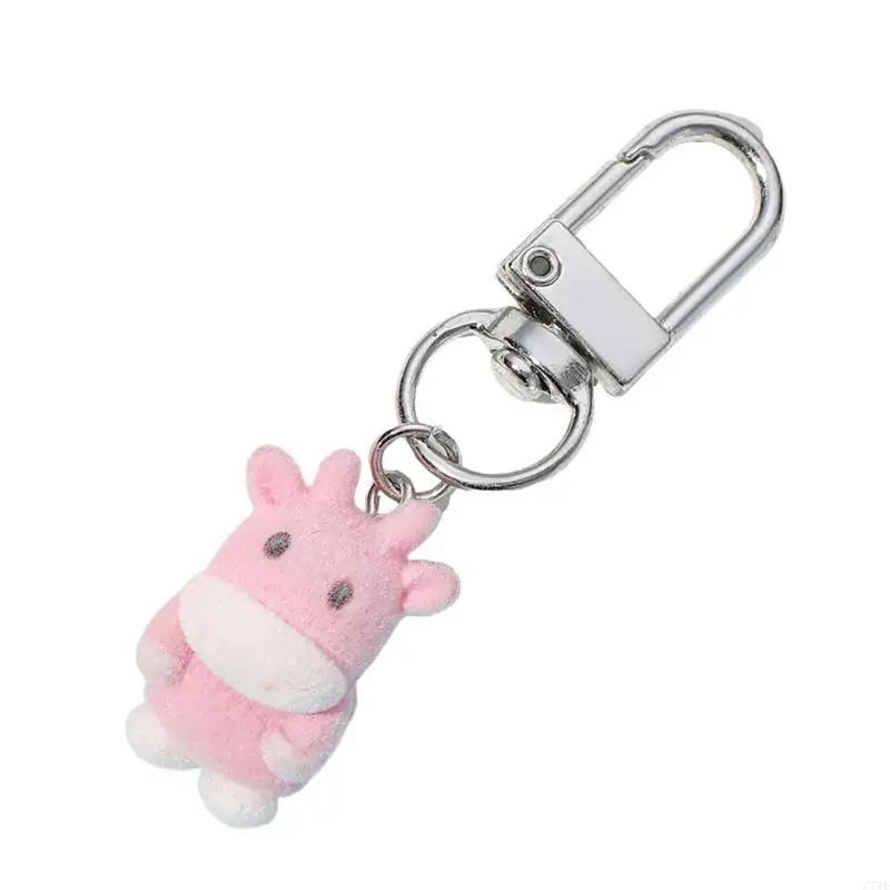 Flocking Dog Keychain Resin Doll Pendant Keyring Jewelry Schoolbag Accessories