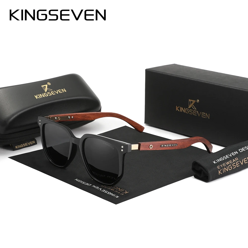 KINGSEVEN Causal Men's Sunglasses Polarized UV400 Lens Eye Protect Wood Glasses Women Wooden Luxury Large Frame Fashion Eyewear