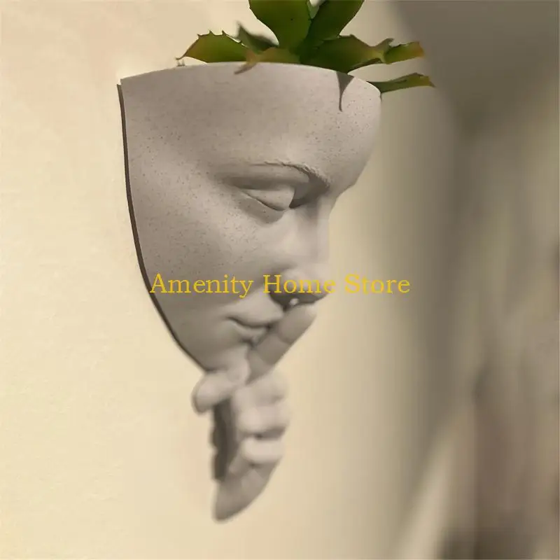 F26C Creative Wall Mounted Face Planter For Indoor Outdoor Garden Decoration