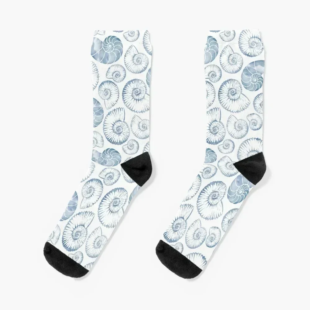

Blue nautilus shells pastel Socks compression winter Stockings Soccer Male Socks Women's gifts golf cartoon Socks Man Women's