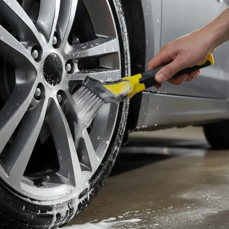Ultra Soft Car Detailing Brush Non-Slip Handle Auto Crevice Gap Cleaning Offset Brush For Wheel Interior