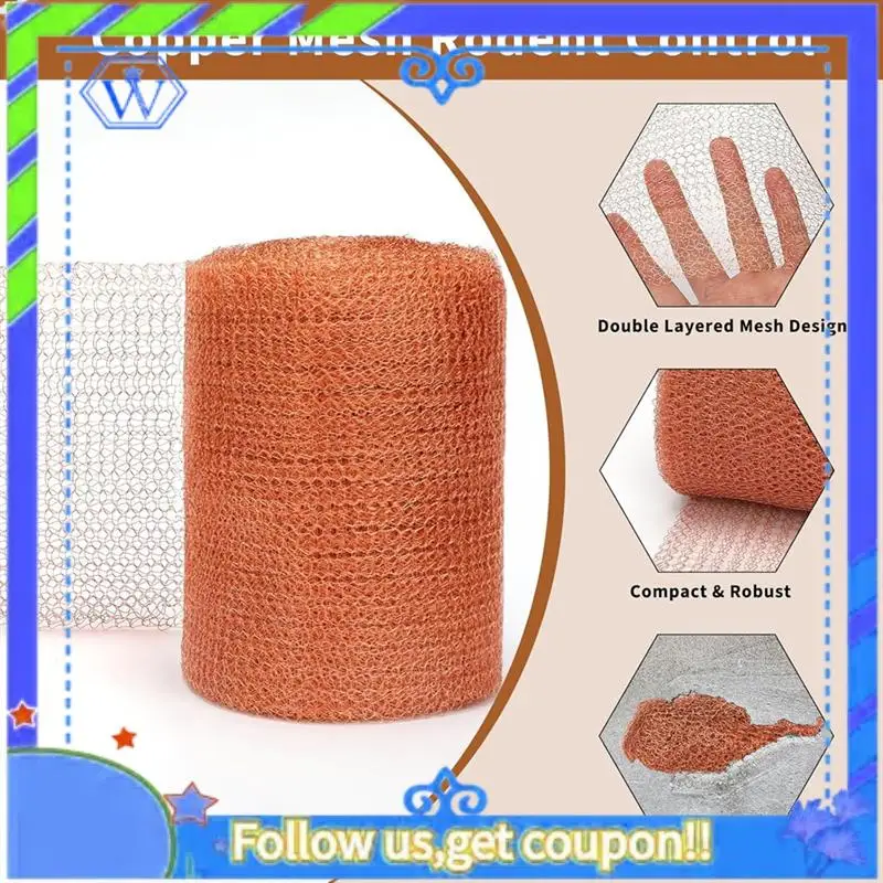 

Easy To Use 4-Piece Copper Mesh Rodent Control Kit 5 X 33Inch Rust-Proof Copper Mesh Roll For Gardening Seals Water Openings