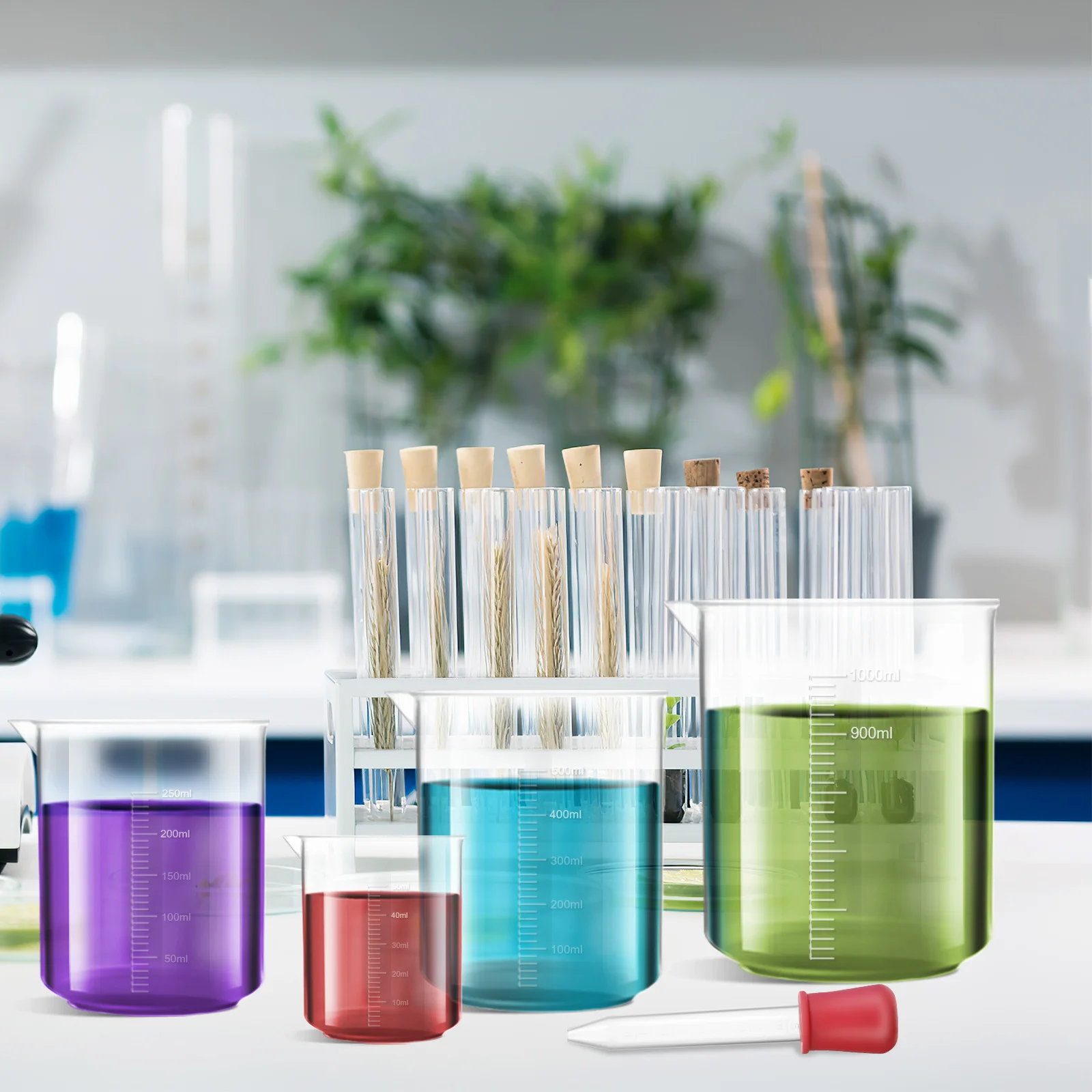 

4Pcs Measuring Cups Set Transparent Plastic Liquid Pouring Measuring Jugs for Kitchen Lab Mixing Resin Paint Measurement