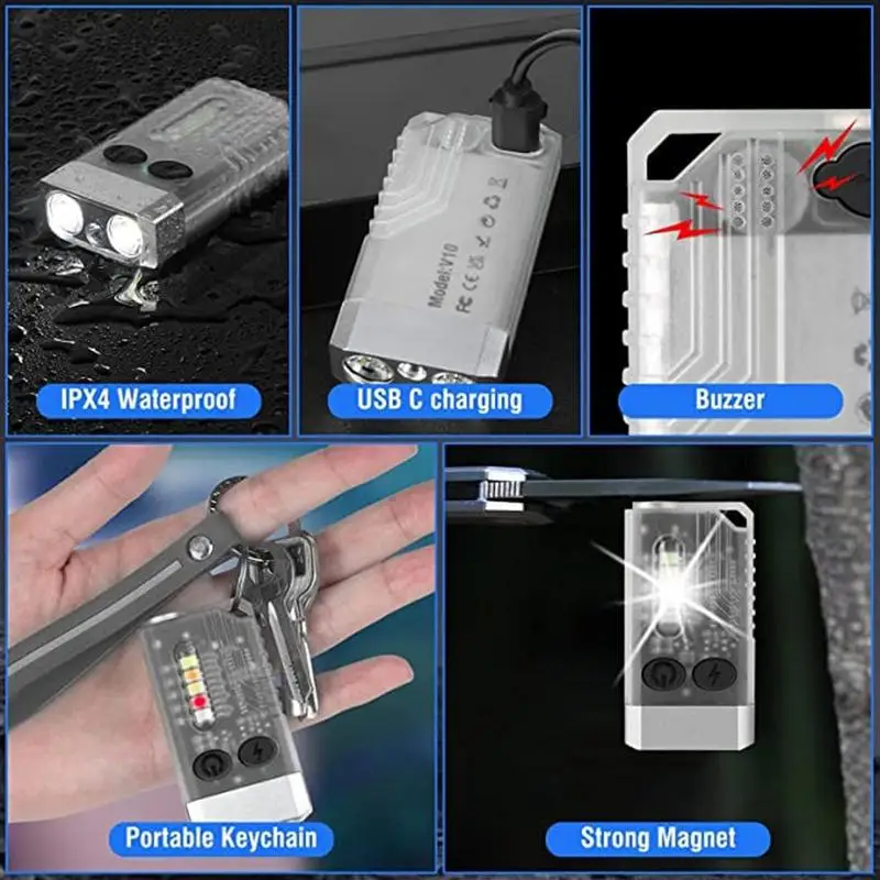 Pocket Led Flashlight Portable Outdoor Light Keyring Torch Multifunctional Ultra Bright Waterproof Handheld Pocket Light For Men