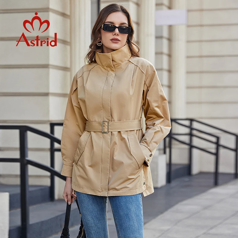 

Astrid Women's Trench Coat Mid-Long Windproof Casual Jacket Lapel Big Pockets Belt Design Female Windbreaker New In Outerwears