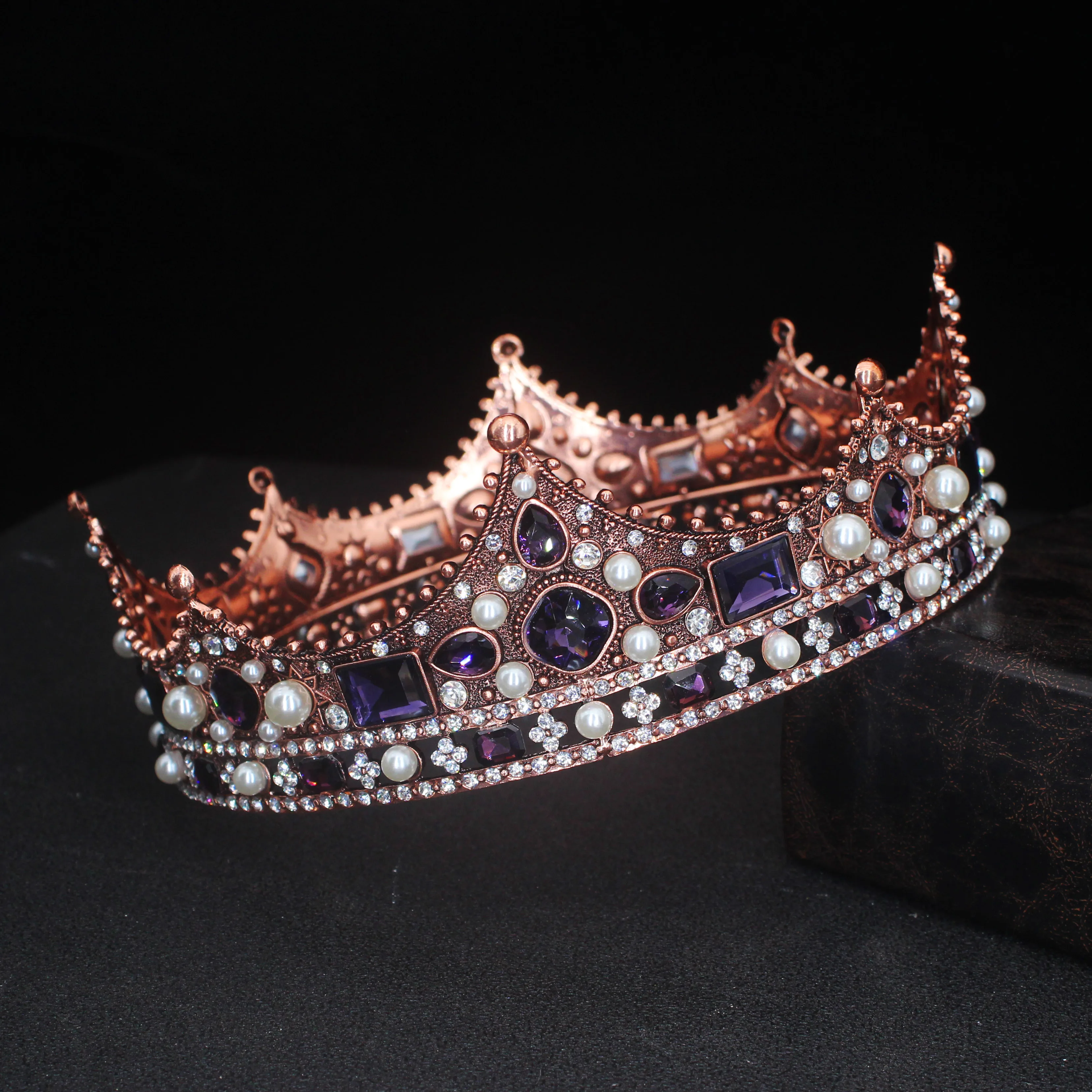 Królewskie korony królowa król korowód Prom Tiara Diadem Vintage mężczyźni korona głowa biżuteria akcesoria ozdoby do włosów