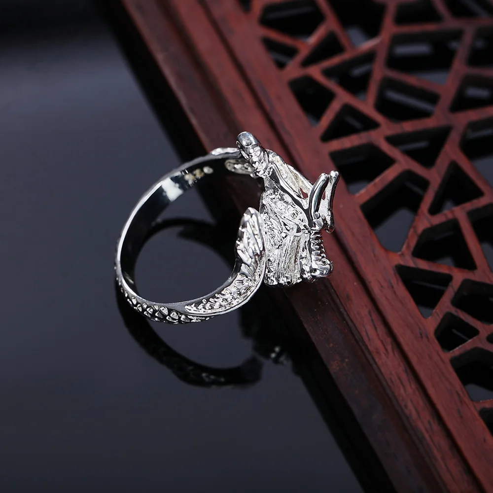 925 Sterling Silver Fashion Charm Party Jewelry Trend Exaggerate Classic Personality Men's Twelve Zodiac Chinese Loong Ring Gift