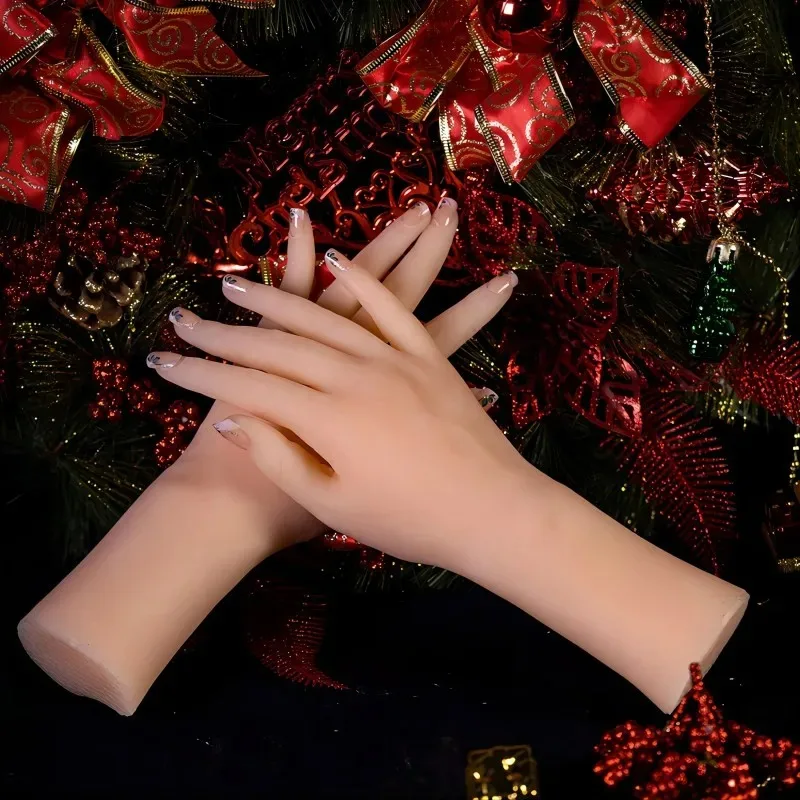 Nail Practice Hand Manicure Training Tool Female Hand Mannequin Silicone Hand Model For Painting Photograph Jewelry Display