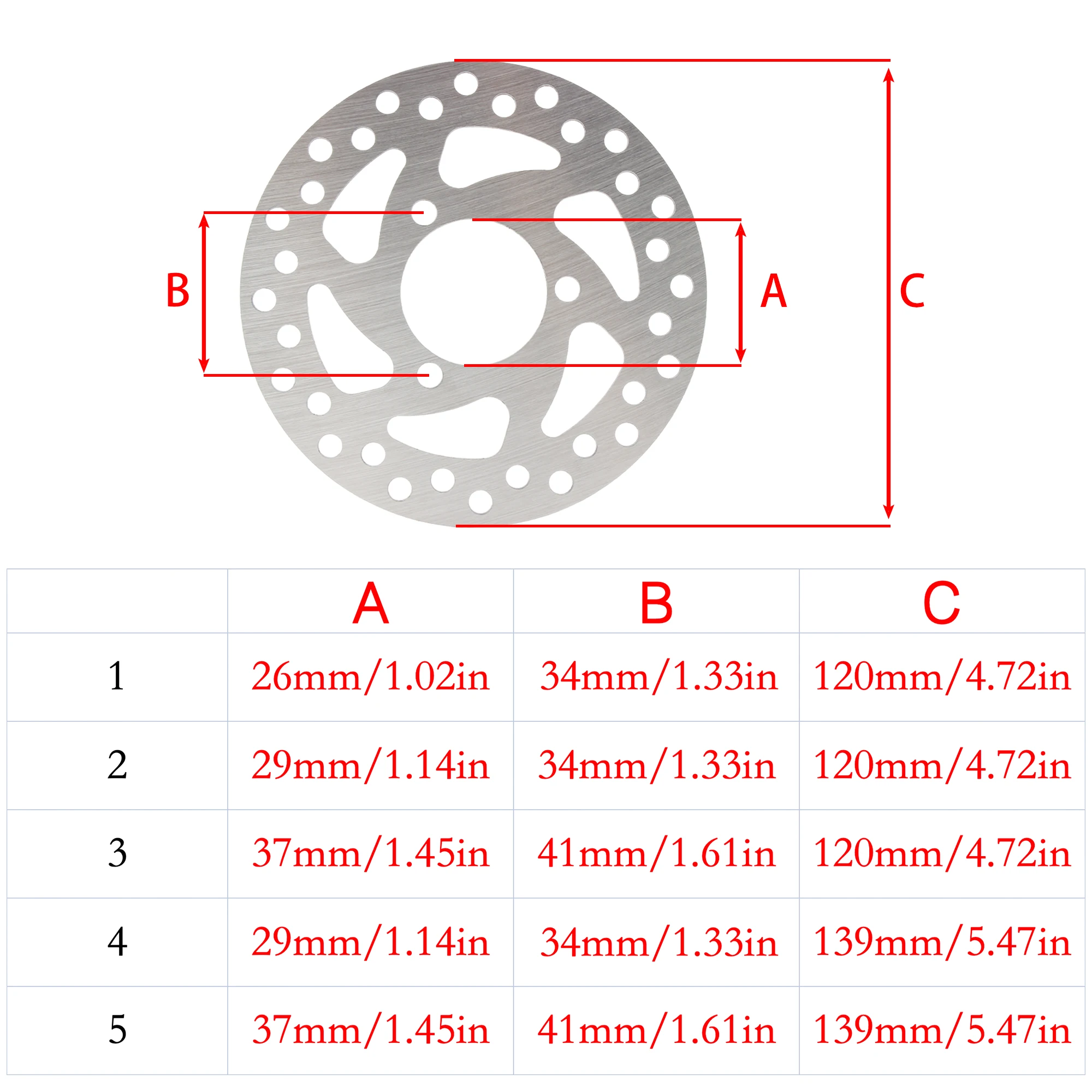 47cc 49cc 50cc 오토바이용 26 29 37mm 120 140mm 브레이크 디스크 CNC 액세서리 피트 더트 바이크 전기 스쿠터 교체 부품