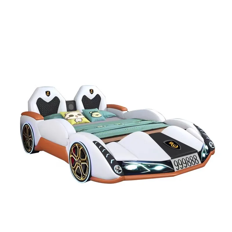 Letto per bambini a forma di auto sportiva di nuovo stile per ragazzi, 1,2 m con guide, letto singolo creativo in legno massello di cartone animato, 1,5 m