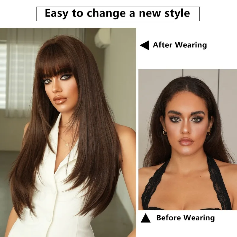 

Long Straight Wig, Fluffy Synthetic Heat-resistant Fiber Wig, Natural Hair for Cosplay Parties, Daily Wear, Suitable for Women