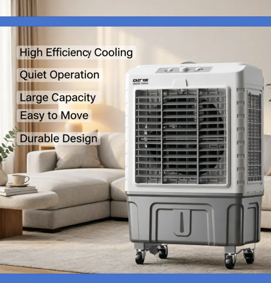 220V SAST Industrial Evaporative Air Cooler, High-Efficiency Water Cooling Portable Fan for Home Commercial Industrial Use LYH