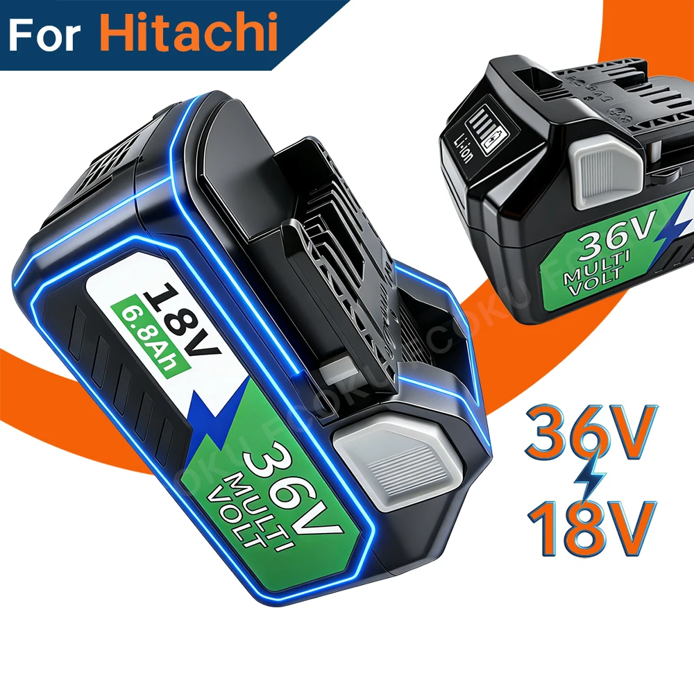 

For HiKOKI Hitachi 18V 36V MultiVolt 6.8Ah Li-ion Battery Compatible with Metabo HPT BSL36A18 BSL36B BSL1850 BSL1860 Power Tools