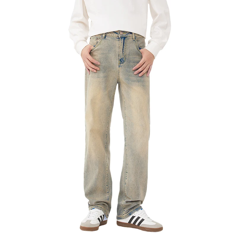 Retro Loose Lengthened Jeans Boys Trend Fashionable Korean All-Match Street Teenagers Straight Black Trousers