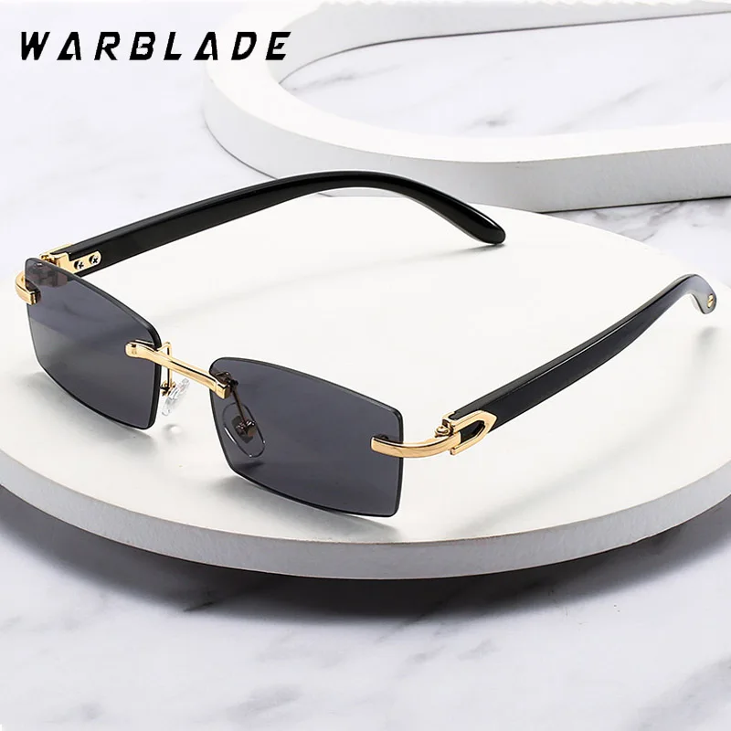 Retro Square Boundless Sunglasses Men Women 2024 Luxury Brand Designer WarBLade Decoration Sun Glasses Men Travelling Eyewear