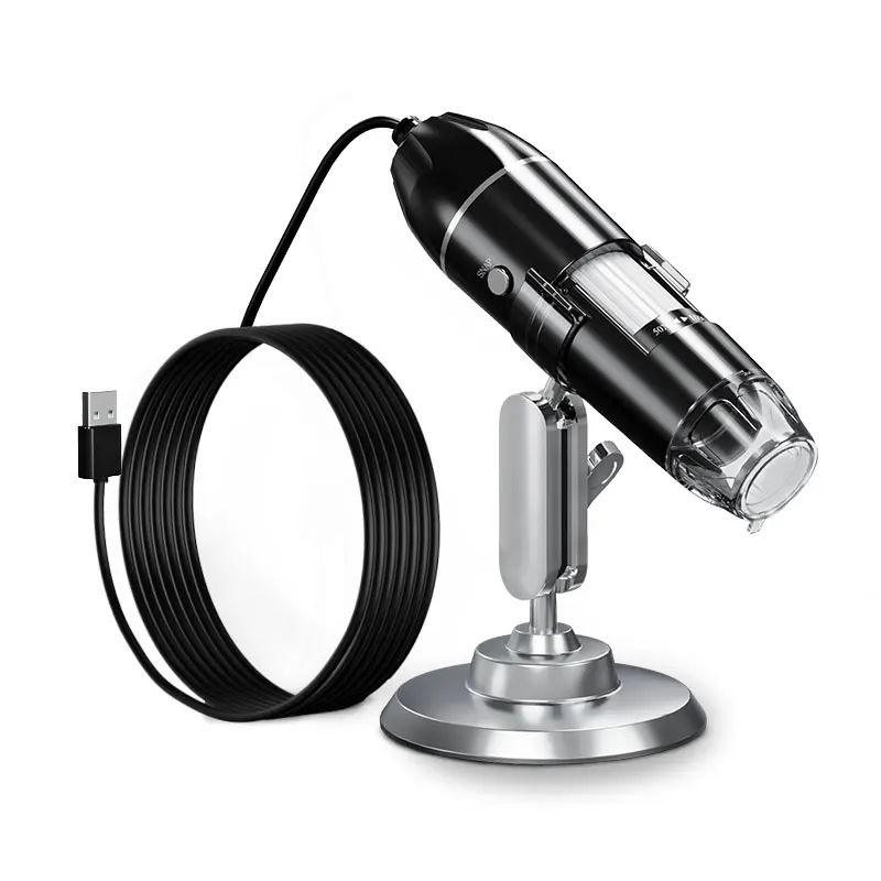 1000X USB HD Digital Microscope – Portable Camera with 8 Dimmable LEDs & Bracket for Skin & Circuit Repair