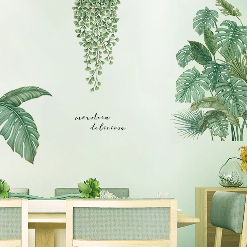 Scandinavian Greenery Broadleaf Wall Stickers Living Room Bedroom Study Decorative Environmentally Friendly Stickers