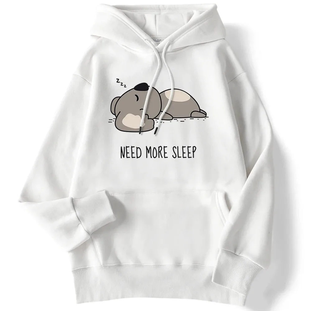 Need More Sleep Cartoon Bear Funny Print Pullover Women Men Boys Hoodie Warm Hooded hoodie Pocket Tops Cute Female Clothes