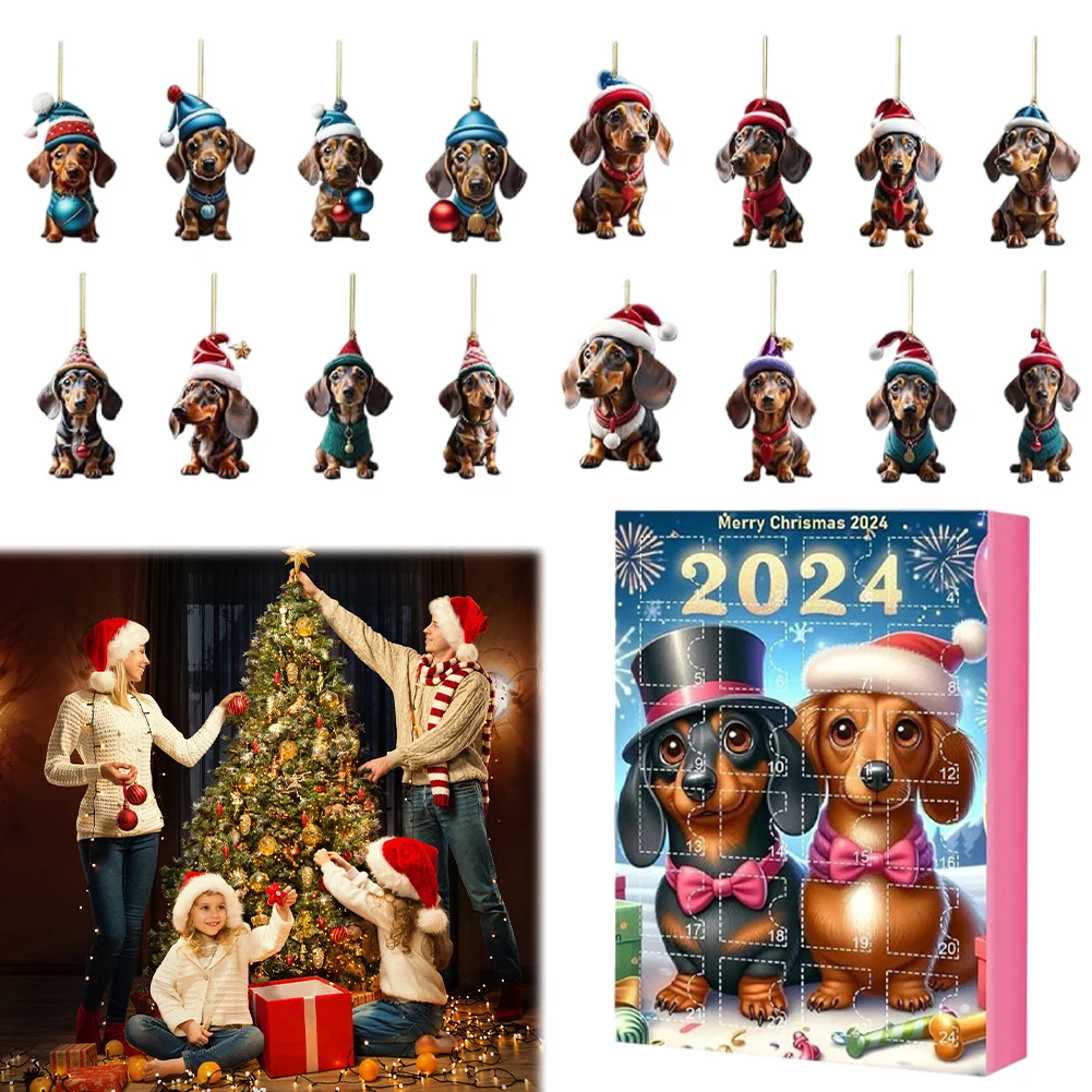 

Dachshund Advent Calendar 2024 24 Days of Christmas Collectible Funny Dog Set Christmas Countdown Calendar Christmas Gifts